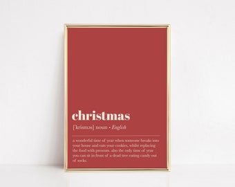 christmas definition print | christmas printable wall art | christmas wall decor | holiday wall art | red christmas decor | digital download