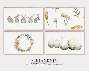 easter frame tv art set | spring samsung frame tv art | farmhouse easter | the frame tv art | bunny art | kikiandnim | digital download