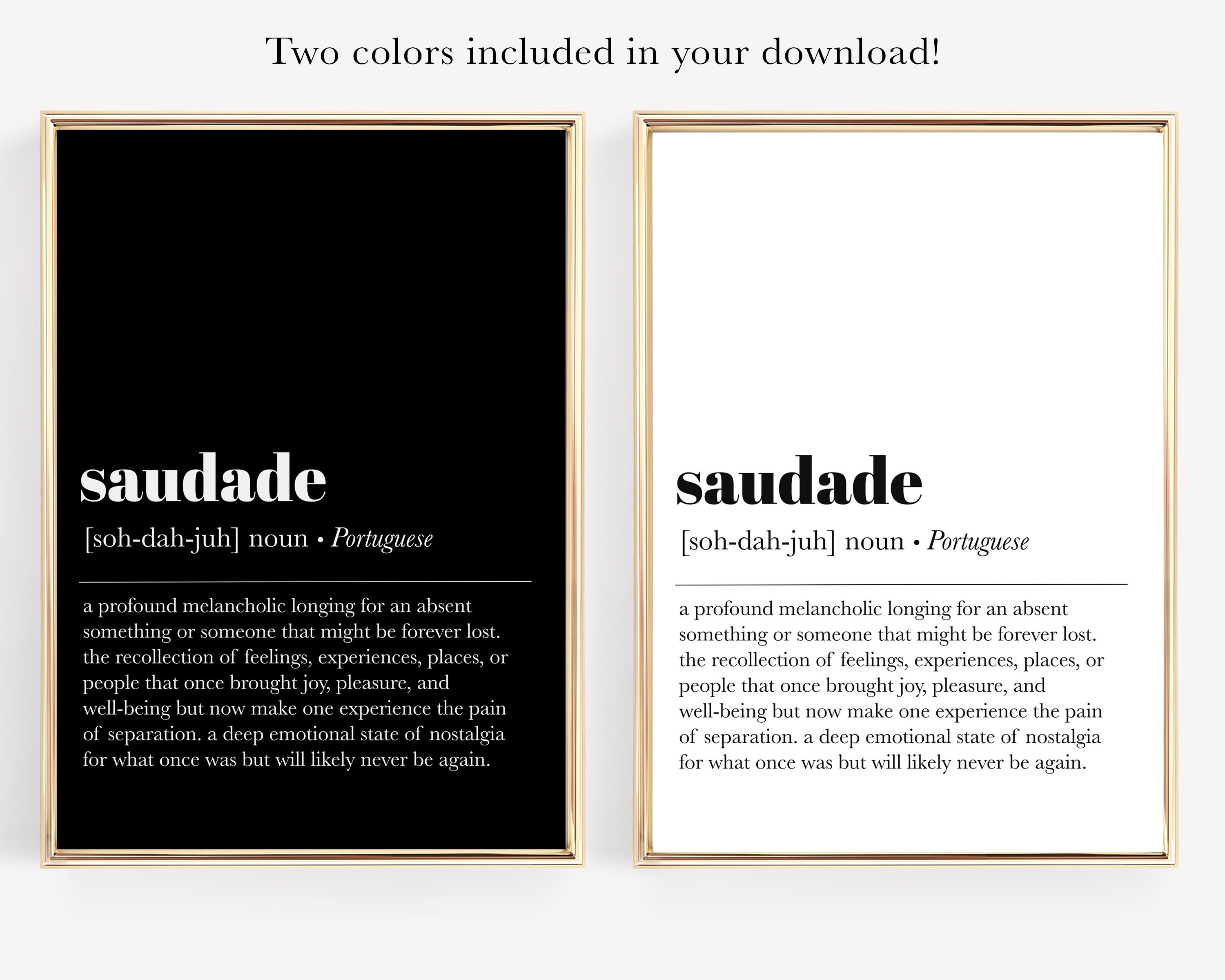 Saudade - Portuguese Word Definition (white) Poster for Sale by Everyday  Inspiration