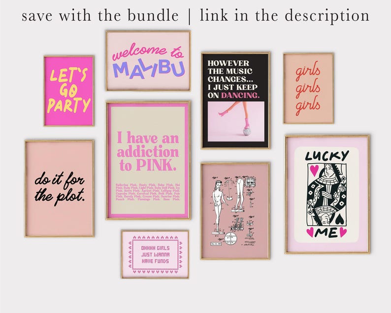 Girls Girls Girls Print | Feminist Wall Art | Girls Support Girls | Pink Dorm Wall Art | fFemale Empowerment | KIKIANDNIM | Digital Print image 7