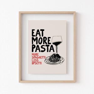 pasta wall art | aesthetic kitchen poster | kitchen wall art | large wall art | trendy apartment decor | kikiandnim | digital wall art print image 4