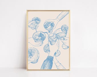 bar cart decor | cheers print | light blue wall art | aesthetic bar cart print | trendy wall art | bar cart art | kikiandnim | digital print