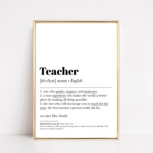 personalized teacher gift | gifts for teacher | end of year teacher gift from student | custom teacher definition print | DIGITAL DOWNLOAD