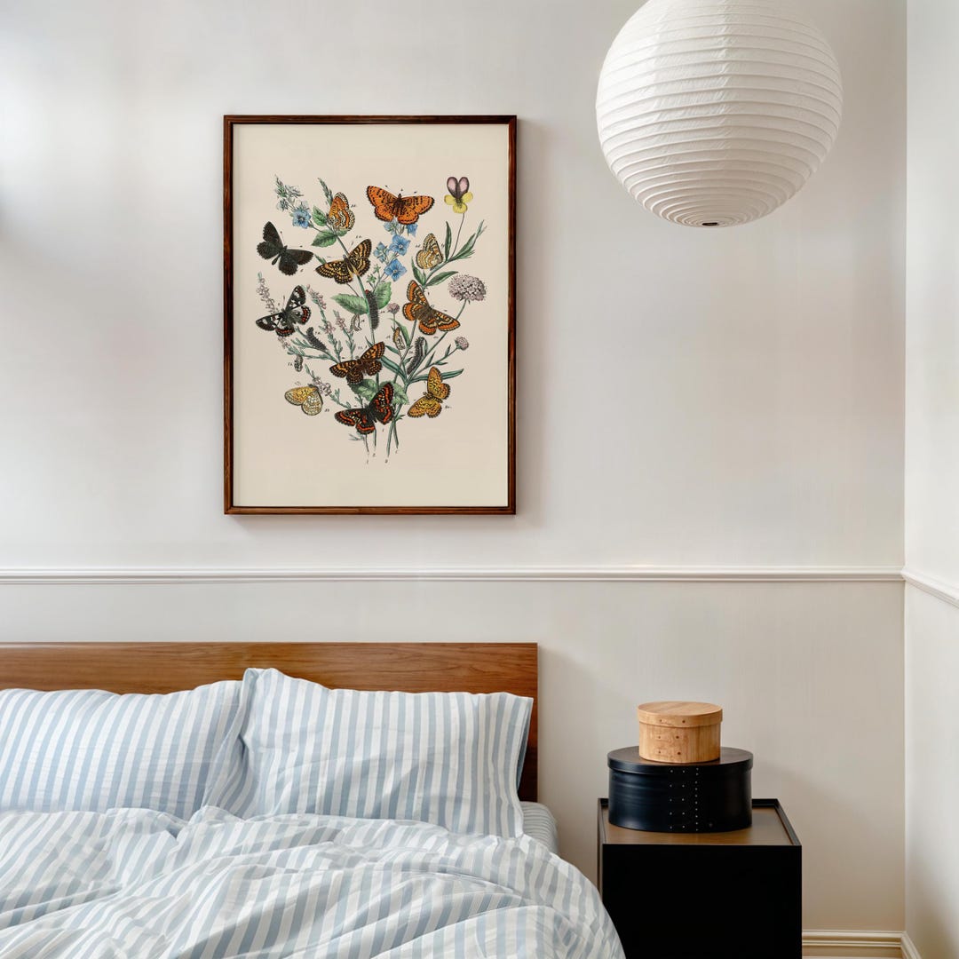 Vintage Butterfly Botanical Print | Eclectic Nursery Wall Art ...
