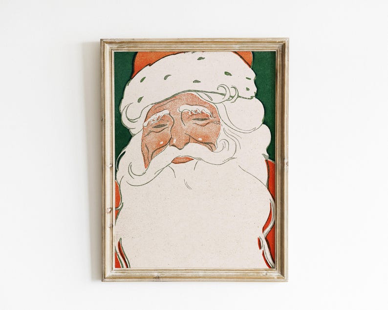 Kitschy Vintage Santa Print | Retro Christmas Decor | Holiday Printable Wall Art (Digital Download) image 2