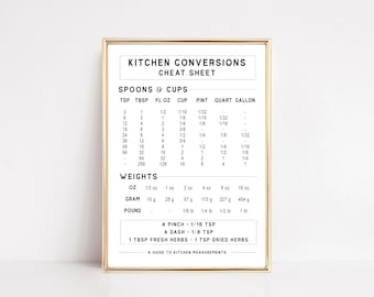 kitchen conversion chart  | kitchen printable wall art | kitchen wall art | kitchen decor | minimalist typography print | digital download