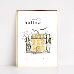 Halloween Dekor | Spukhaus | druckbare Halloween-Kunst | Halloween Poster Aquarell | großes Wandbild | kikiandnim | Digitaldruck