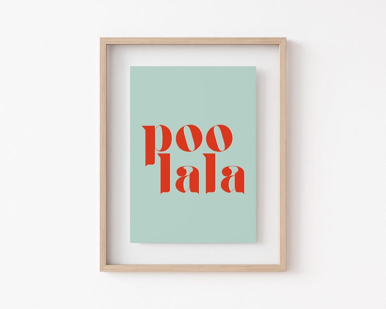 funny bathroom decor | poo la la | blue bathroom wall art | toilet poster | bathroom print | bathroom sign | kikiandnim | digital print image 2