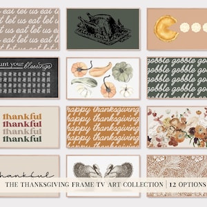 thanksgiving frame tv art set of 12 | samsung frame tv art fall | thanksgiving decor | art for the frame tv | kikiandnim | digital tv art