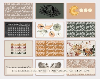 thanksgiving frame tv art set of 12 | samsung frame tv art fall | thanksgiving decor | art for the frame tv | kikiandnim | digital tv art