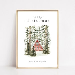 christmas tree print | farmhouse christmas wall art | winter wall art | holiday decorations | cozy decor | kikiandnim | printable wall art