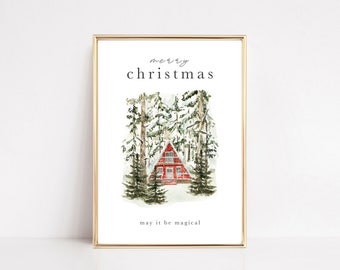 christmas tree print | farmhouse christmas wall art | winter wall art | holiday decorations | cozy decor | kikiandnim | printable wall art