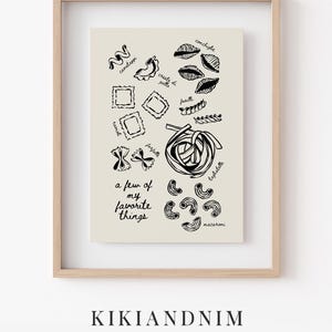pasta wall art | cute kitchen print | kitchen decor | dining room wall art | trendy food art | kitchen poster | kikiandnim | digital print image 9