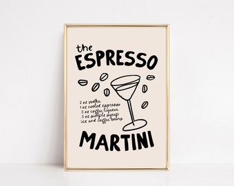 espresso martini print | bar cart print | cute bar cart decor | trendy wall art | espresso martini art | kikiandnim | digital art print