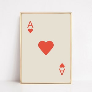 red ace of hearts poster | trendy retro wall art | poker print | valentines day decor | retro print | kikiandnim | printable wall art