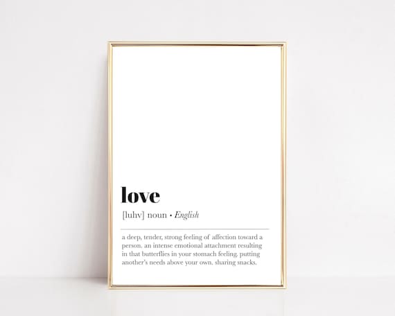Love Definition Print | Cute Romantic Wall Art | Gift for Partner | Minimalist Bedroom Decor | KIKIANDNIM | Digital Download