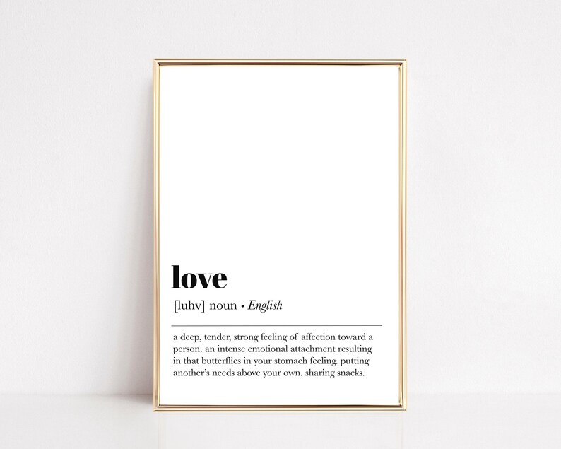 Love Definition Print | Cute Romantic Wall Art | Gift for Partner | Minimalist Bedroom Decor | KIKIANDNIM | Digital Download image 1