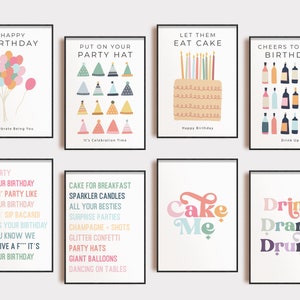 colorful birthday decor | set of 10 PRINTABLES | aesthetic birthday party decor | happy birthday sign | birthday wall art | digital download