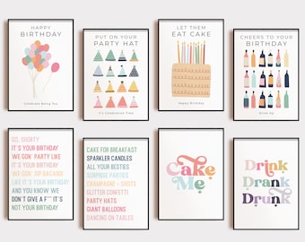 colorful birthday decor | set of 10 PRINTABLES | aesthetic birthday party decor | happy birthday sign | birthday wall art | digital download