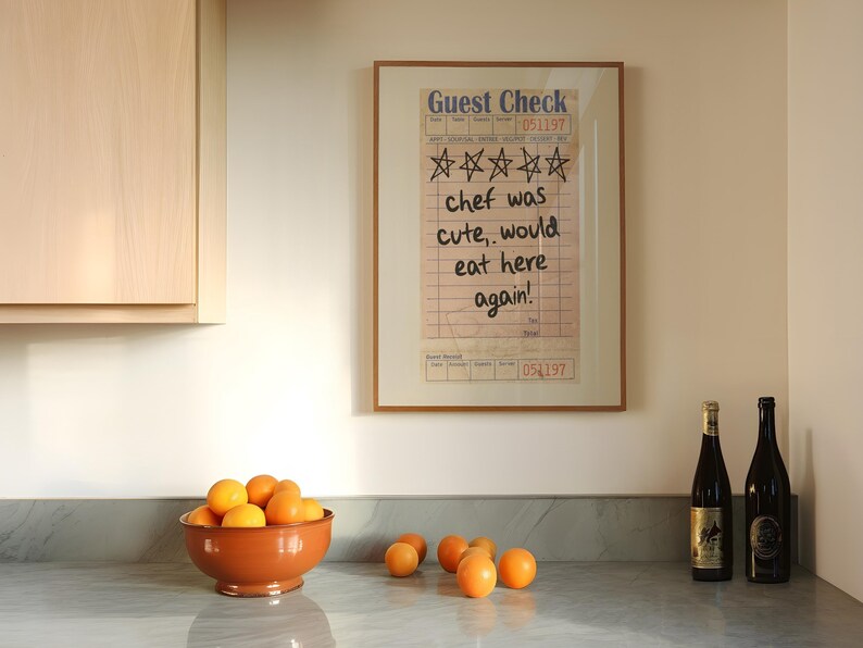 chef was cute guest check print | kitchen wall art | cute kitchen decor | kitchen poster | kikiandnim | digital print | printable wall art image 2