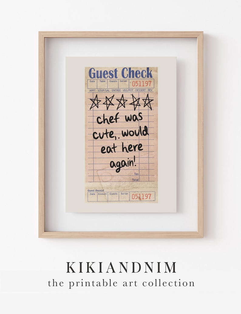 chef was cute guest check print | kitchen wall art | cute kitchen decor | kitchen poster | kikiandnim | digital print | printable wall art image 9