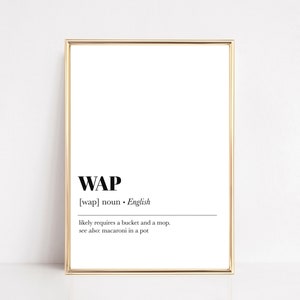 wap definition print | wap art print | funny home decor | dorm room gift | wap wall art | wap poster | dictionary art | digital download