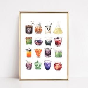 Spooky Drinks Art Print | Halloween Bar Cart Decor | Halloween Printable Wall Art (Digital Download)