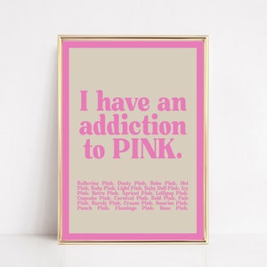 arte de pared rosa / arte de pared femenino / arte de pared retro de moda / arte de pared preppy rosa / decoración de habitación rosa / arte divertido / kikiandnim / impresión digital