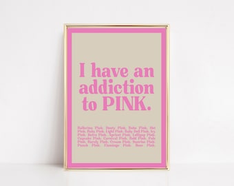 pink wall art | girly wall art | trendy retro wall art | pink preppy wall art | pink room decor | funny art | kikiandnim | digital print