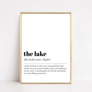 lake definition print | lake house decor | lake house wall art | lake house gift | lake house fall decor | home decor | digital print