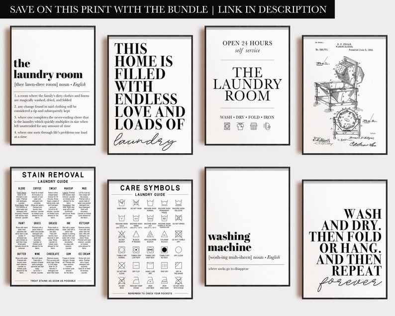 Laundry Room Print Set of 2 Printables Laundry Room Decor - Etsy