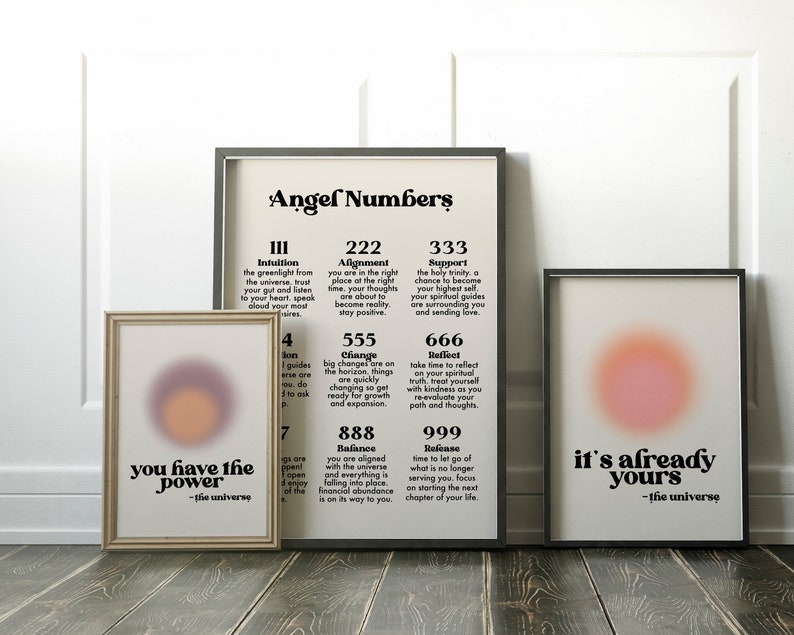 angel number poster law of attraction print manifest wall art spiritual wall art affirmation wall art digital download image 3