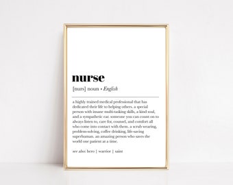 nurse definition print | nurse gift for women | gift for male nurse | gift for nurse | nurse office decor | nurse wall art |digital download