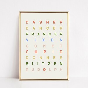 reindeer names print | boho christmas decor | christmas print | christmas wall art | modern holiday decor | kikiandnim | printable wall art