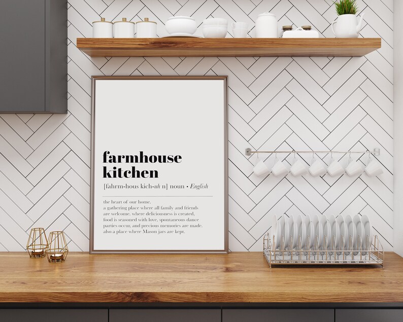 Farmhouse Kitchen Wall Decor Definition Print Kitchen Etsy