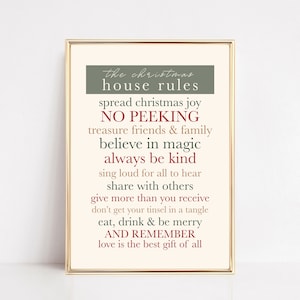 christmas wall art | christmas house rules print | christmas decor | christmas printable | christmas poster | kikiandnim | printable art