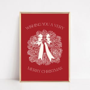 very merry christmas print | vintage christmas decor | red christmas poster | retro christmas wall art | kikiandnim | digital print