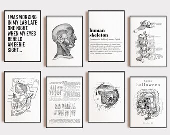 halloween wall art printable | 20 HALLOWEEN PRINTABLES | anatomy art | spooky decor | halloween decor | halloween art | kikiandnim