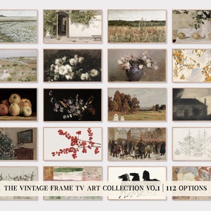samsung frame tv art set of 112 | vintage art for frame tv | spring summer fall winter | the frame tv art | kikiandnim | digital tv art