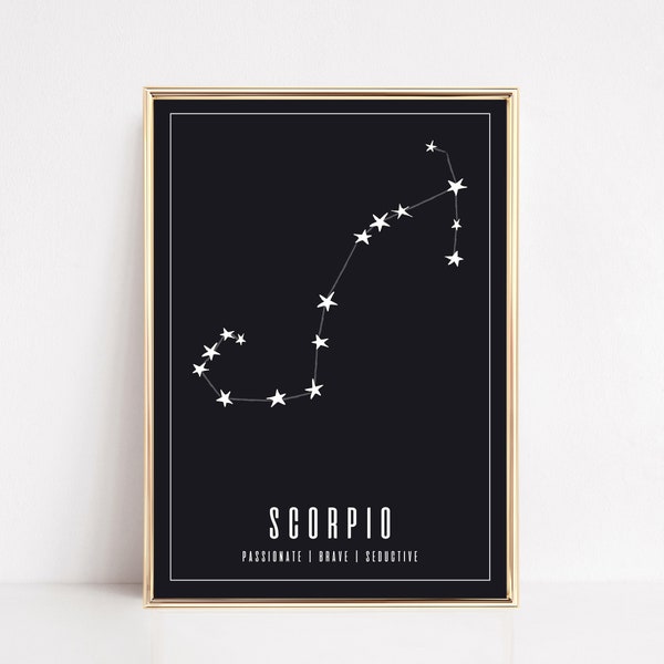 scorpio wall art | scorpio zodiac print | astrology gifts | scorpio art | zodiac wall art | zodiac printable | kikiandnim | digital download