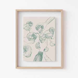 trendy bar cart decor | cheers sign | sage green decor | dorm wall art print | bar cart wall art | kikiandnim | digital print image 7