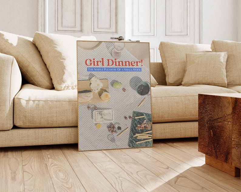 Retro Küchen Dekor | Mädchen Abendessen Druck | ästhetische Küche Wandkunst | lustiges Küchendekor | trendige Wandkunst | kikiandnim | Digitaldruck Bild 4