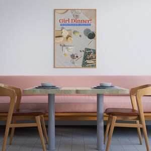 Retro Küchen Dekor | Mädchen Abendessen Druck | ästhetische Küche Wandkunst | lustiges Küchendekor | trendige Wandkunst | kikiandnim | Digitaldruck Bild 5