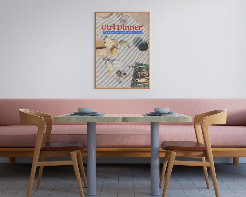 Retro Küchen Dekor | Mädchen Abendessen Druck | ästhetische Küche Wandkunst | lustiges Küchendekor | trendige Wandkunst | kikiandnim | Digitaldruck Bild 5