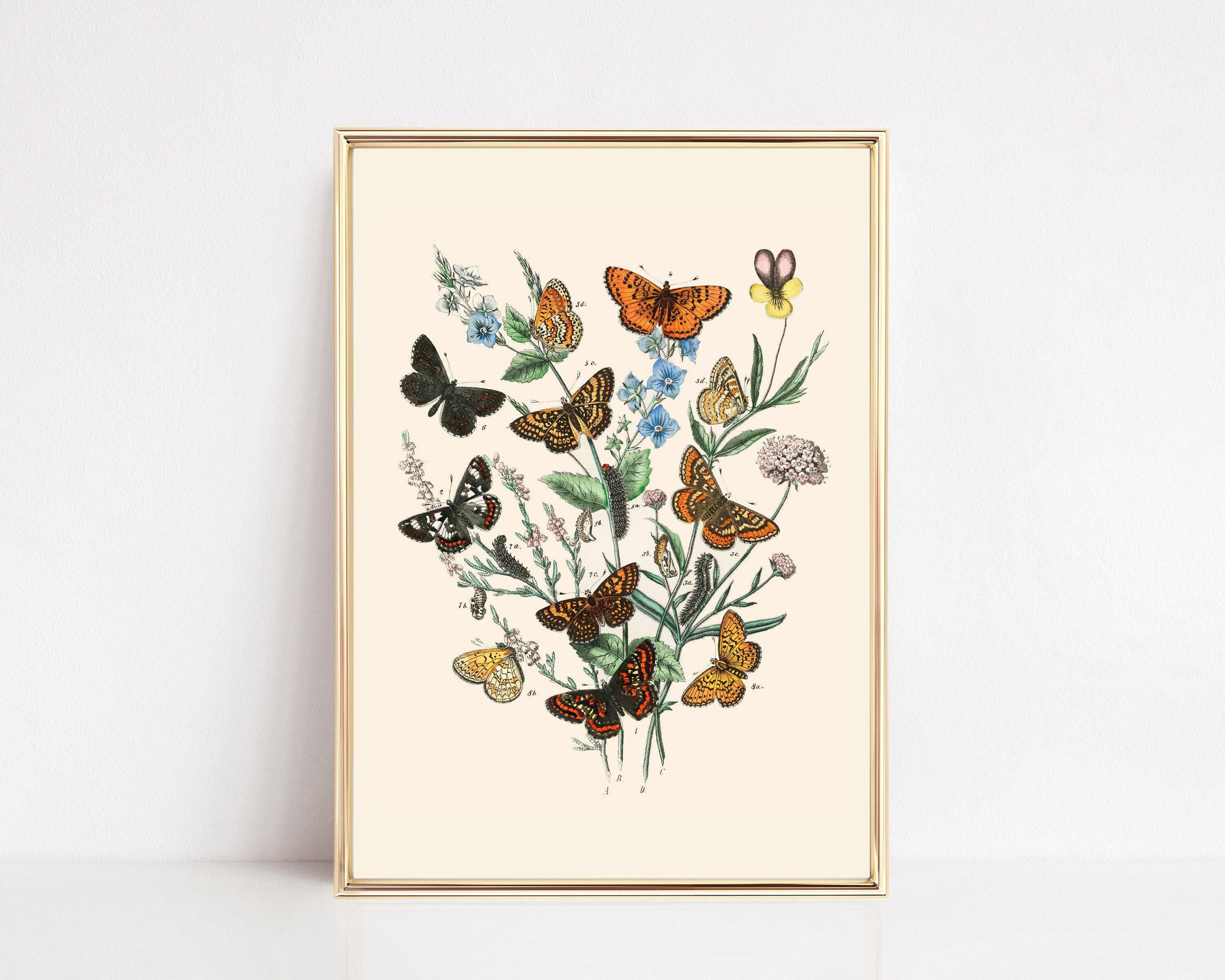 Vintage Nursery Wall Art | Butterfly Print | Botanical Decor | Girls ...