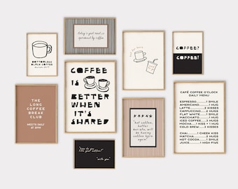 Coffee Wall Art Print Set | Kitchen Gallery Wall | Coffee Station Signs | Coffee Bar Decor | 9 Coffee Prints | KIKIANDNIM (Digital Download)