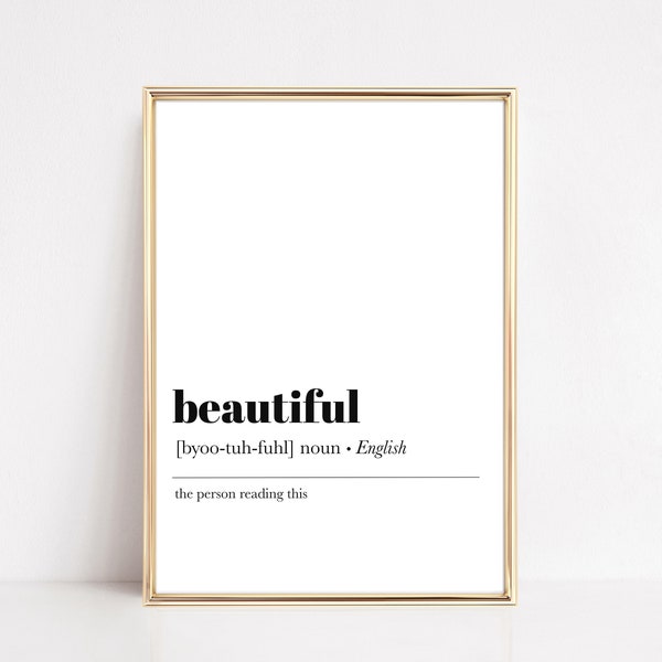 beautiful definition print | self love wall art | affirmation wall art | friendship gift for women | kikiandnim | printable wall art