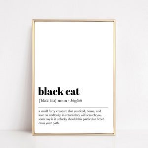 black cat definition print | halloween printable wall art | halloween decor | halloween poster | halloween prints | kikiandnim digital print