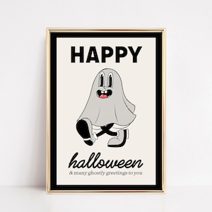 decoración fantasma de halloween / arte retro de la pared de halloween de moda / cartel de halloween / impresión de arte de pared retro de los años 70 / kikiandnim / arte de pared imprimible