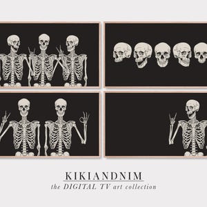 halloween frame tv art set | samsung frame tv art | funny skeletons | neutral halloween | samsung art tv | kikiandnim | digital download